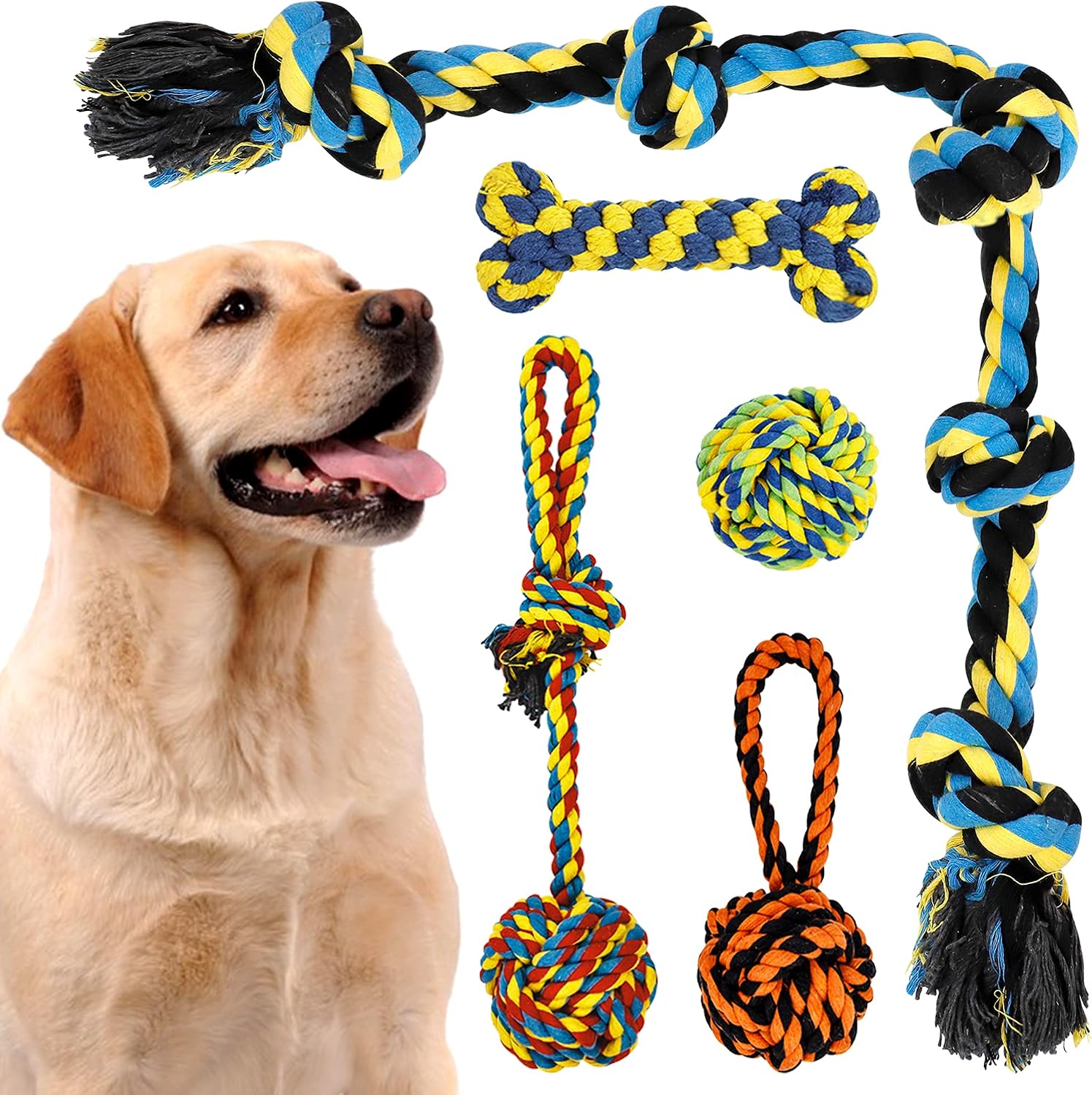 Pellimo Luxury Medium to Large Dog Toys for Aggressive Chewers - 5 Pack Tough Dog Toys for Large Breed with Heavy Dog Rope Toys,…