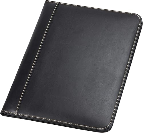 Miniatura 2 de Samsill Padfolio de cuero con cremallera de punto de contraste cartera de negocios ligera y elegante para hombres y mujeres cartera para currículo