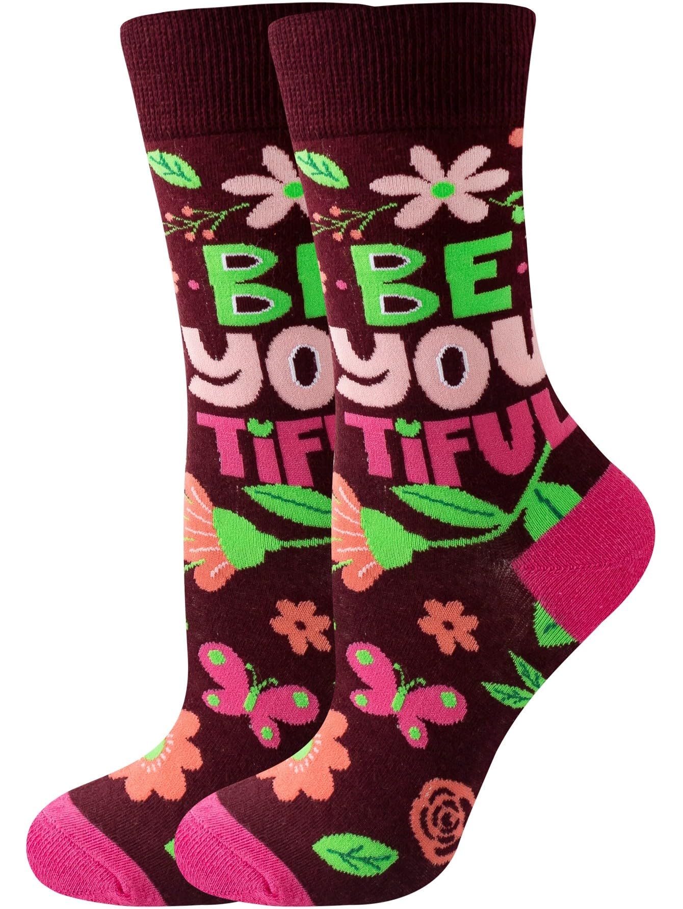 Fun Socks for Women, Rainbow Design,Stocking Stuffers, Size 6-12