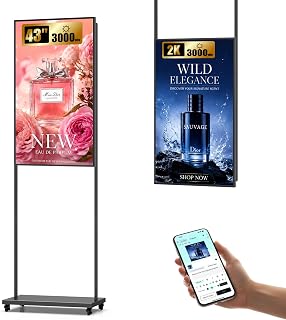 HARZHI Digital Signage Display 3000Nits Ultraheller Digitaler Werbedisplay für Window, Schaufenster Display, Android 14, Cloud/App Steuerung, CMS/USB/WiFi/HDMI, für Restaurant/Retail Store, 43 Zoll