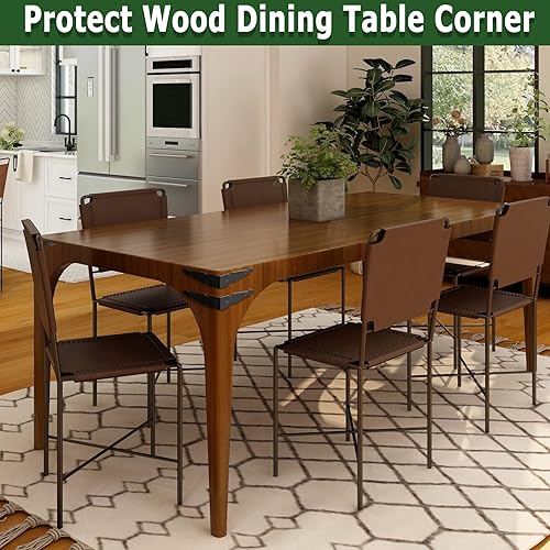 Miniatura 6 de Soportes de esquina de metal de granja, mesa decorativa de madera de 6.1 pulgadas, protectores de esquina negro mate para tocador de madera