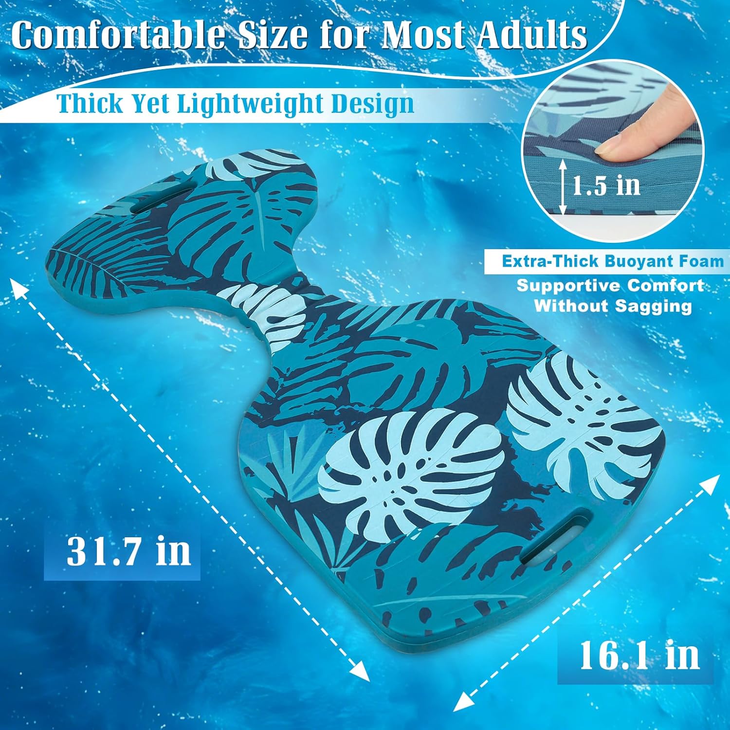 2 Pack Pool Saddle Floats for Adults, Stable & Comfortable for Pool, Lake & River, Non-Inflatable Soft Foam Floating Seats, Heavy Duty Design with Tropical Leaf Pattern