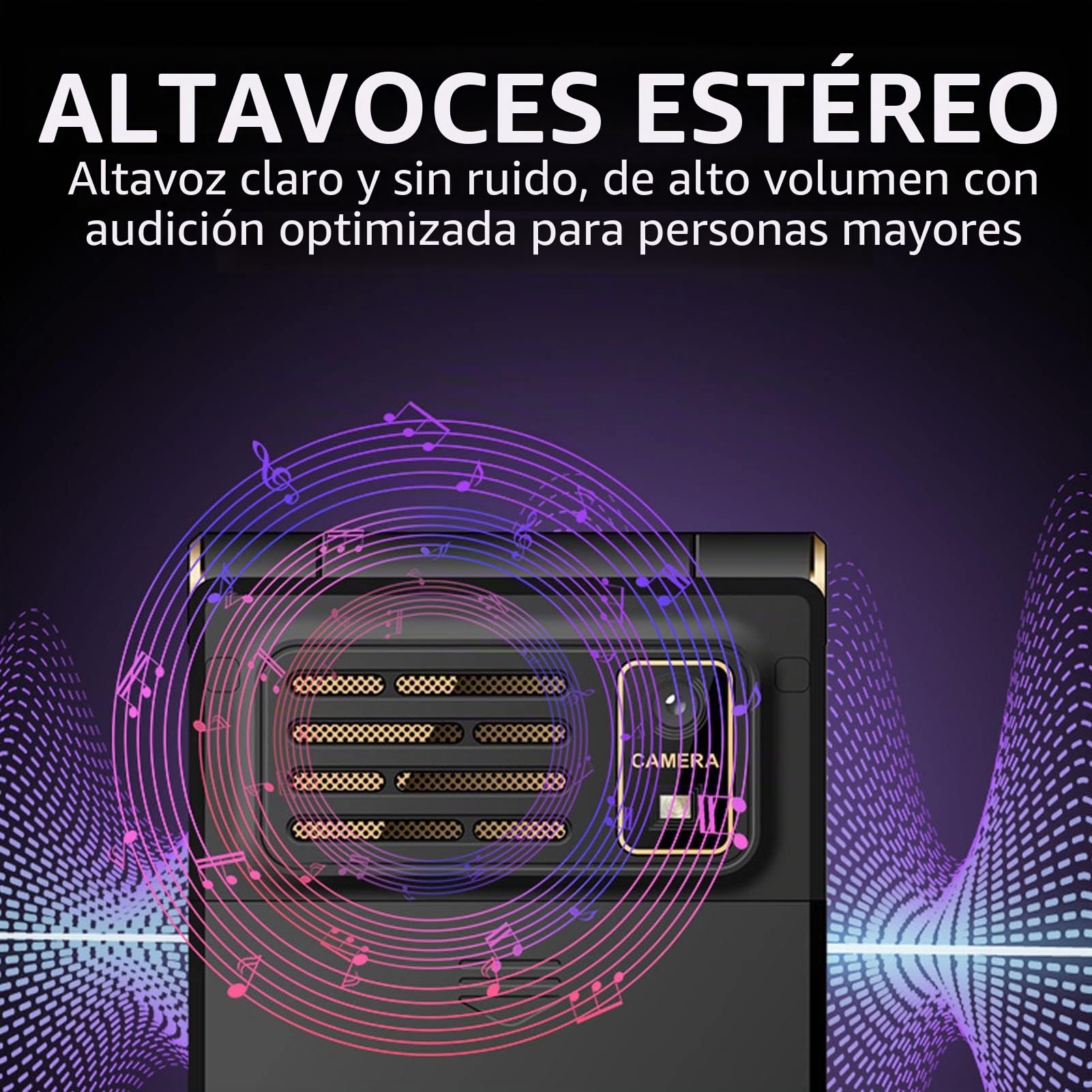 Teléfono Flip para Mayores con Botones Grandes, Móvil gsm para Mayores con Botón SOS, Linterna, Altavoz, Radio, Pantalla Dual, Cámara, 8 Números Familiares (Oro)