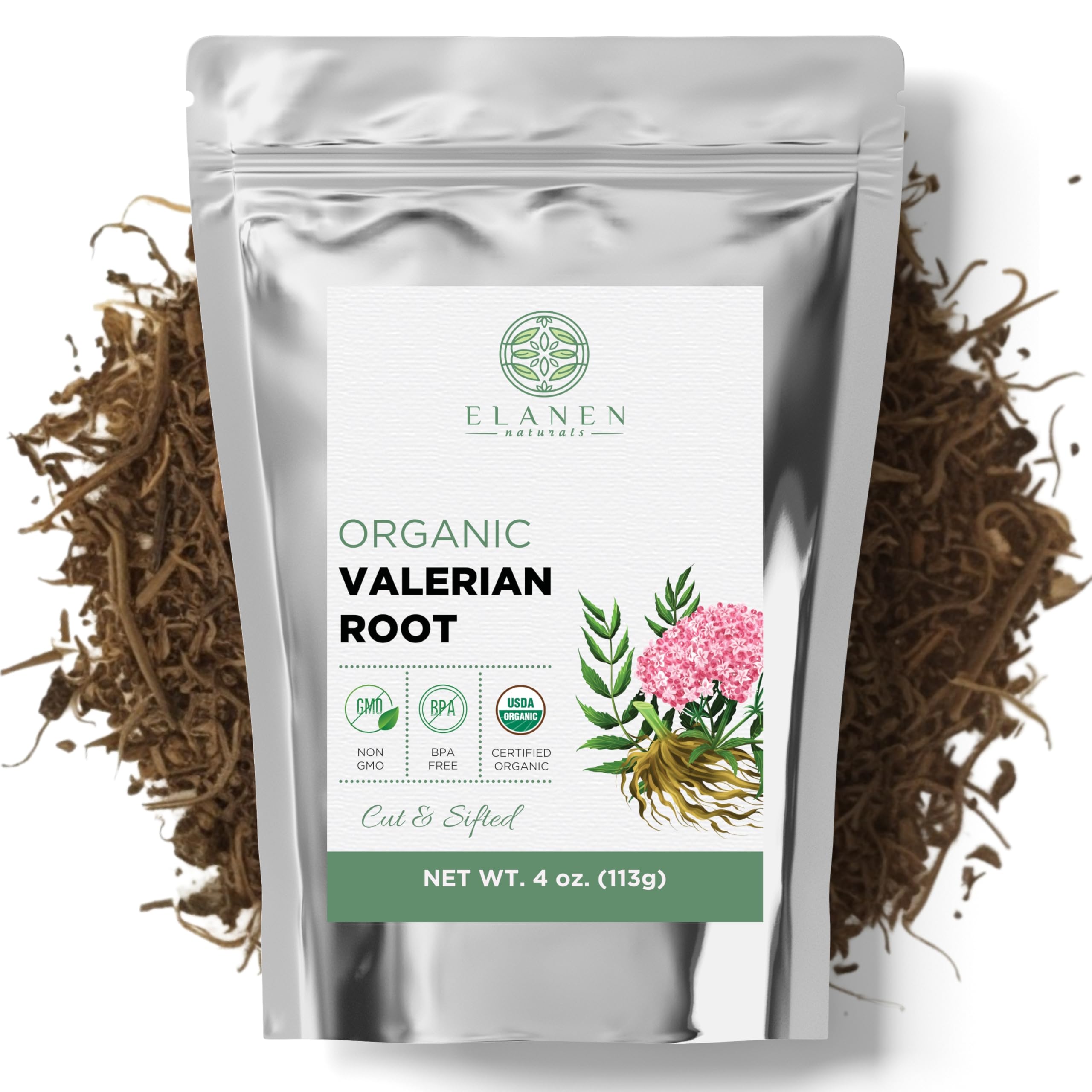 Sponsored Ad - Elanen Naturals Organic Valerian Root 4 oz. (113g), USDA Certified Organic Valerian Root Herb Tea, Te De Valeriana Para Dormir, Valarian Officinalis Whole Loose Leaf, Cut & Sifted