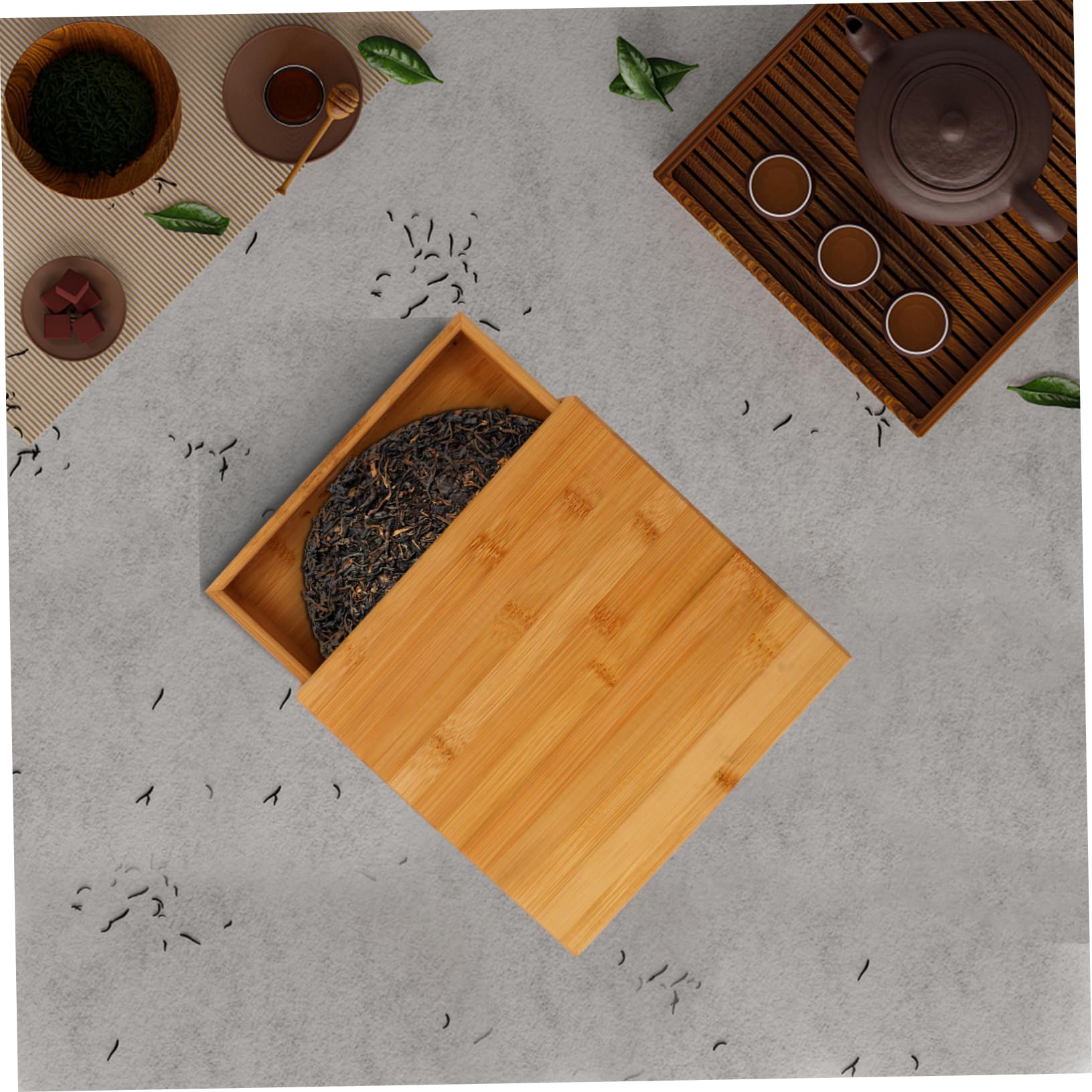 KOMBIUDA Caja de Madera para Pastel de Té Estilo Cajón, Caqui