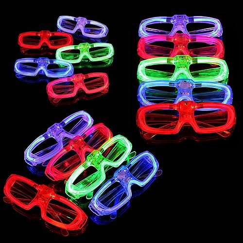 Miniatura 7 de ProlPings Paquete de 31 lentes LED que brillan en la oscuridad, suministros de fiesta, multicolor y formas, lentes iluminados para niños y adultos,