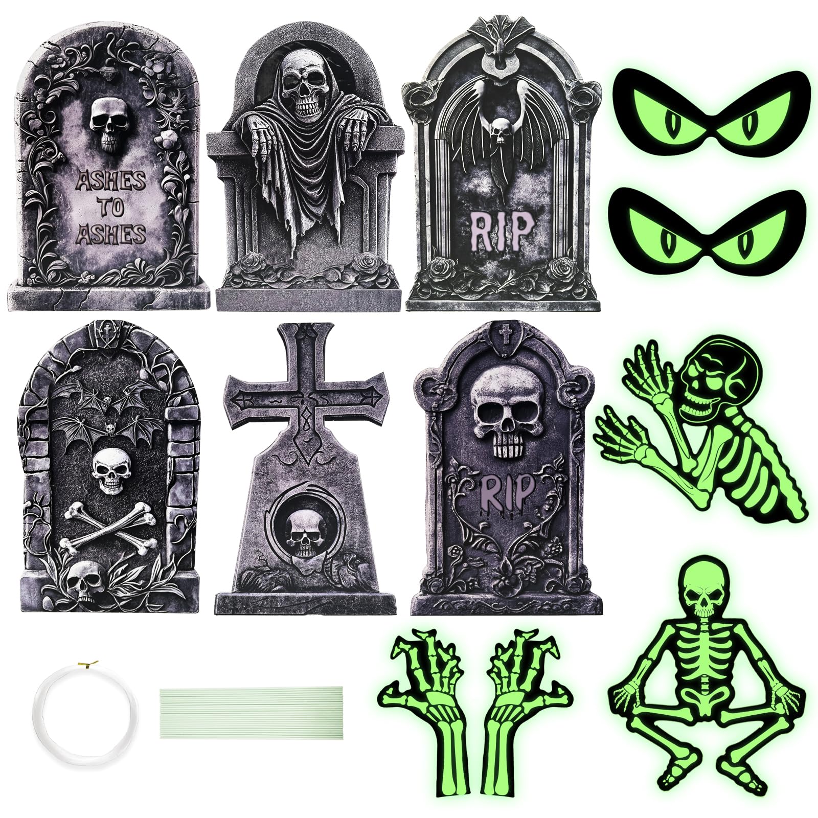 Pierres tombales d'extérieur Halloween yeux squelette pour jardin