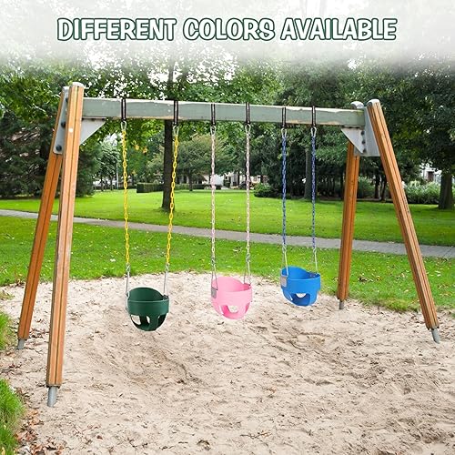 Miniatura 7 de RedSwing Asiento de columpio con respaldo alto para niños pequeños con cadenas recubiertas, asiento de columpio resistente para niños, para Columpio