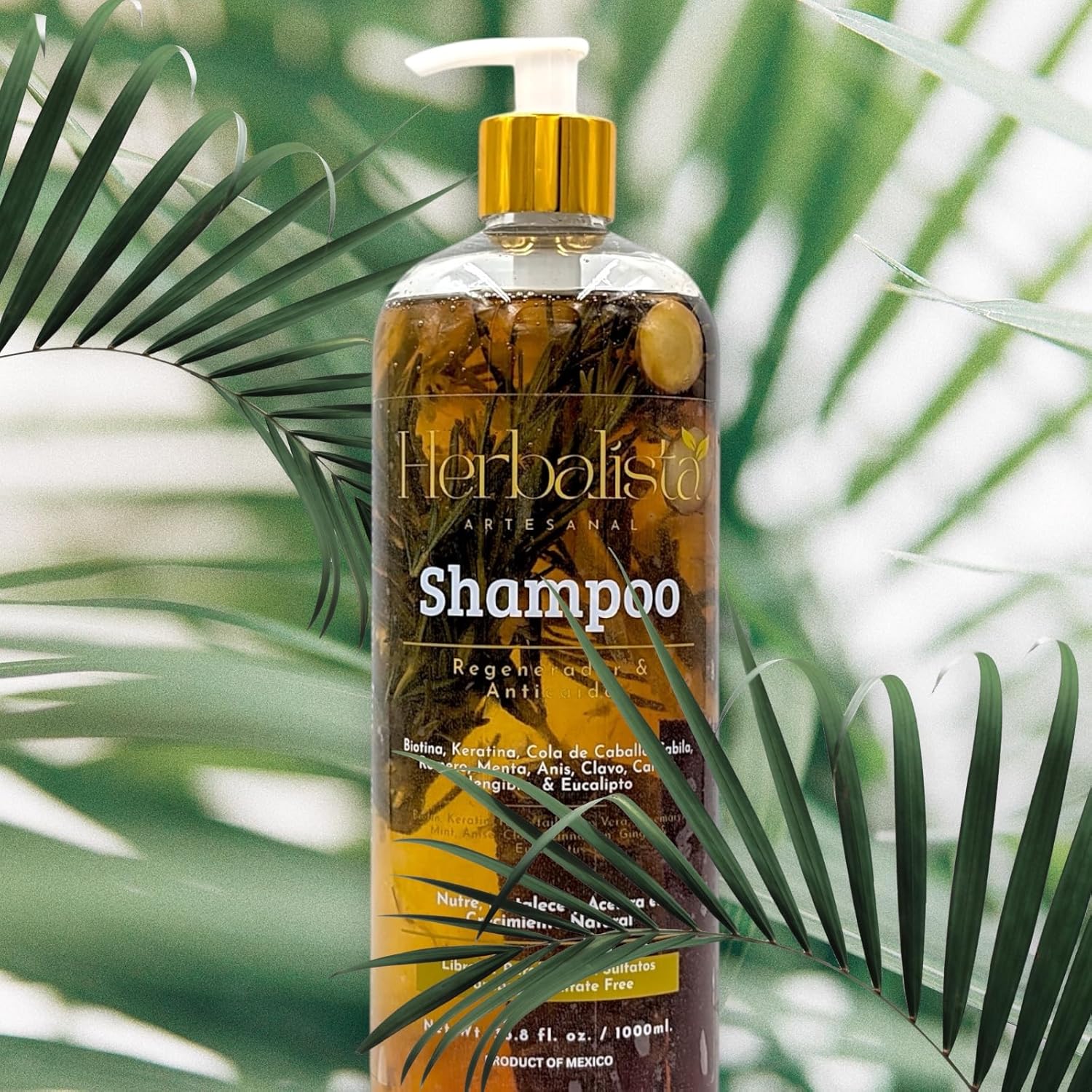 Viral New Herbal Shampoo 1000ml (33 fl oz) - With Real Rosemary, Cinnamon, Anise, Clove, Aloe, Ginger, & Eucalyptus - Fortalece, Regenera, Acelera Crecimiento – 100% Natural & Handcrafted - Image 5