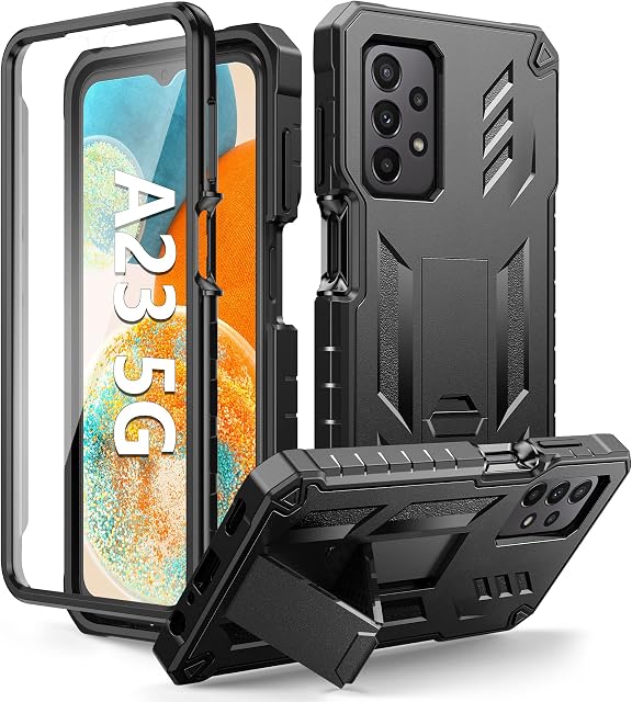 Case for Samsung Galaxy A23 5G: Military Grade Shockproof 360 Protection with Kickstand Durable Matte Phone Case - Heavy Duty Protective Aesthetic Mobile Phone Cover for Samsung A23 4G/5G punbor
