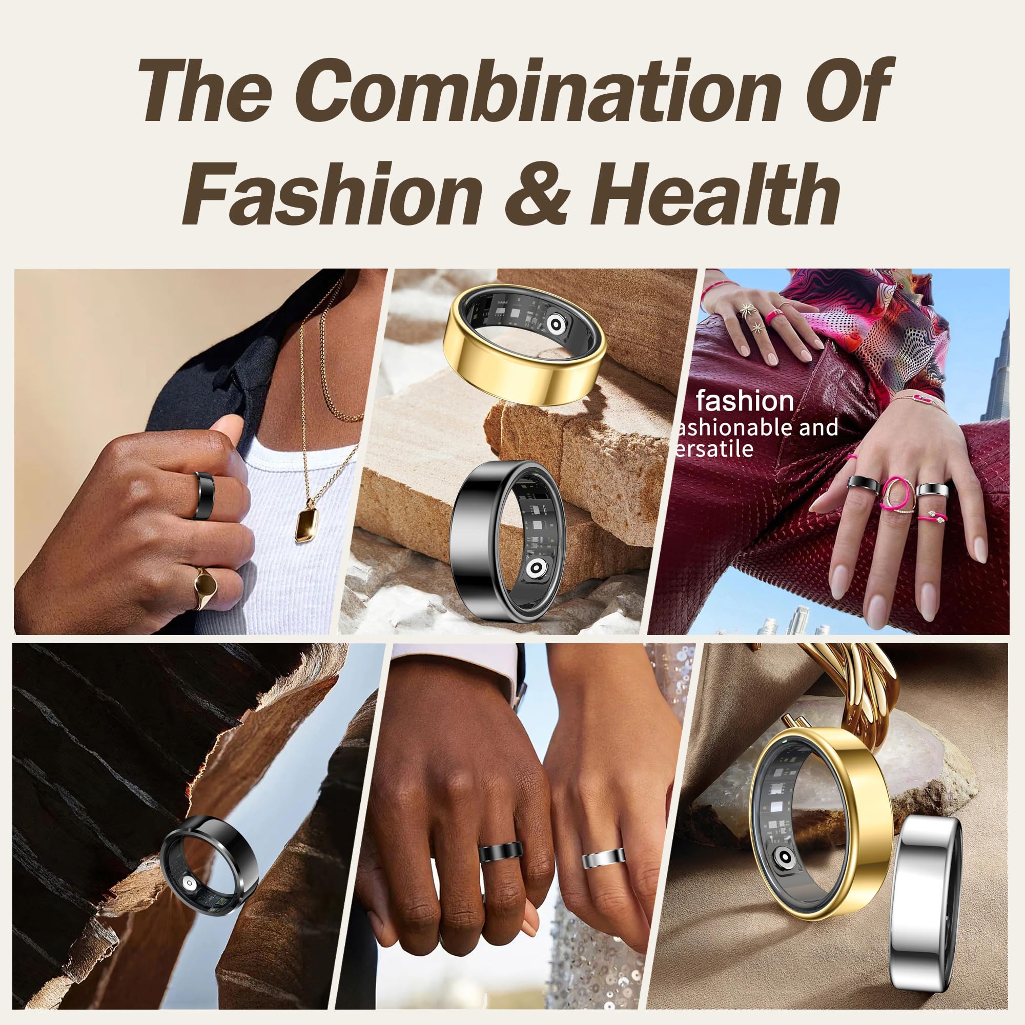 Anello intelligente per uomo donna anelli di salute frequenza cardiaca monitoraggio del sonno contapassi contapassi anello sportivo anello fitness tracker alla moda con custodia di ricarica anelli