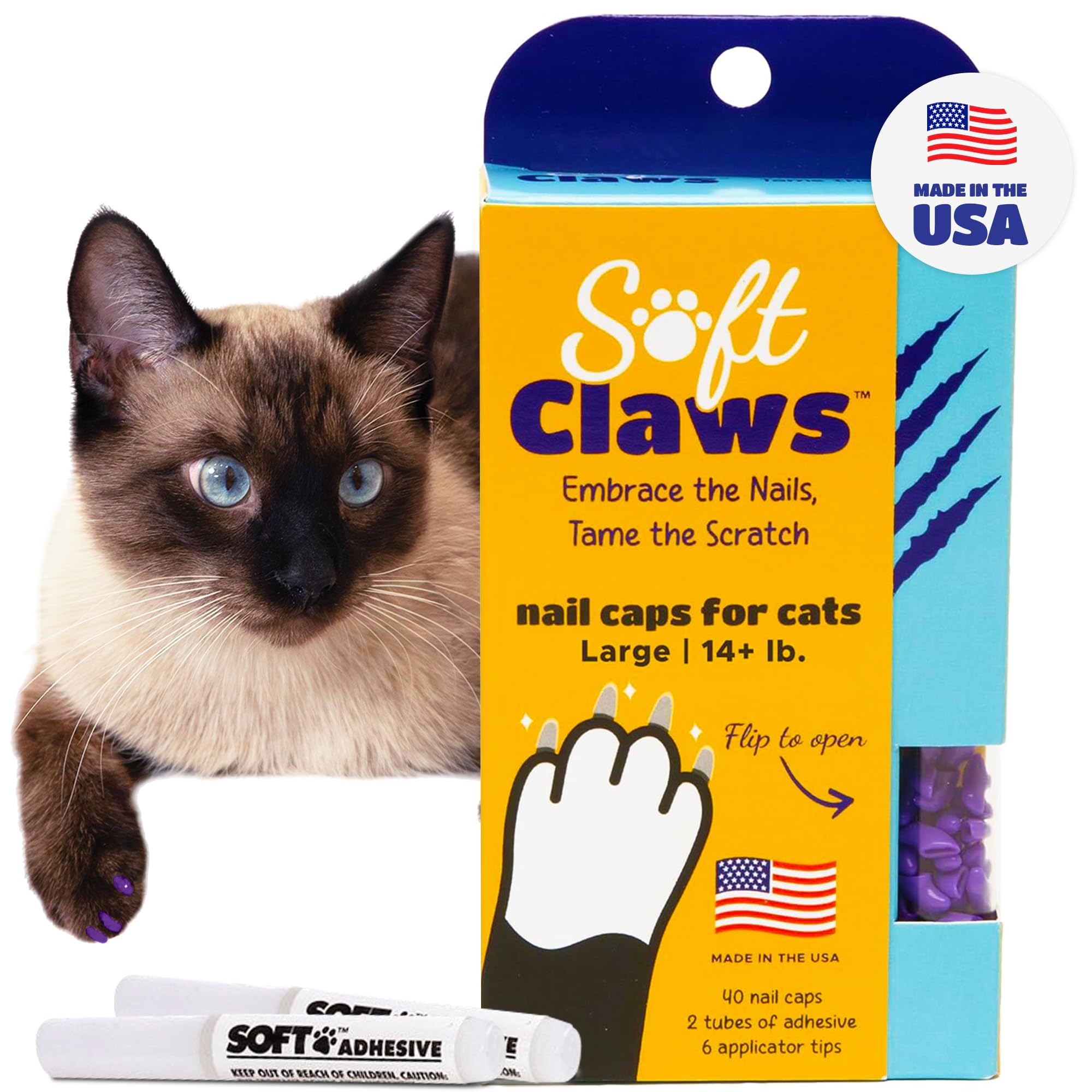 Soft Claws for Cats, Size Large, Color Purple