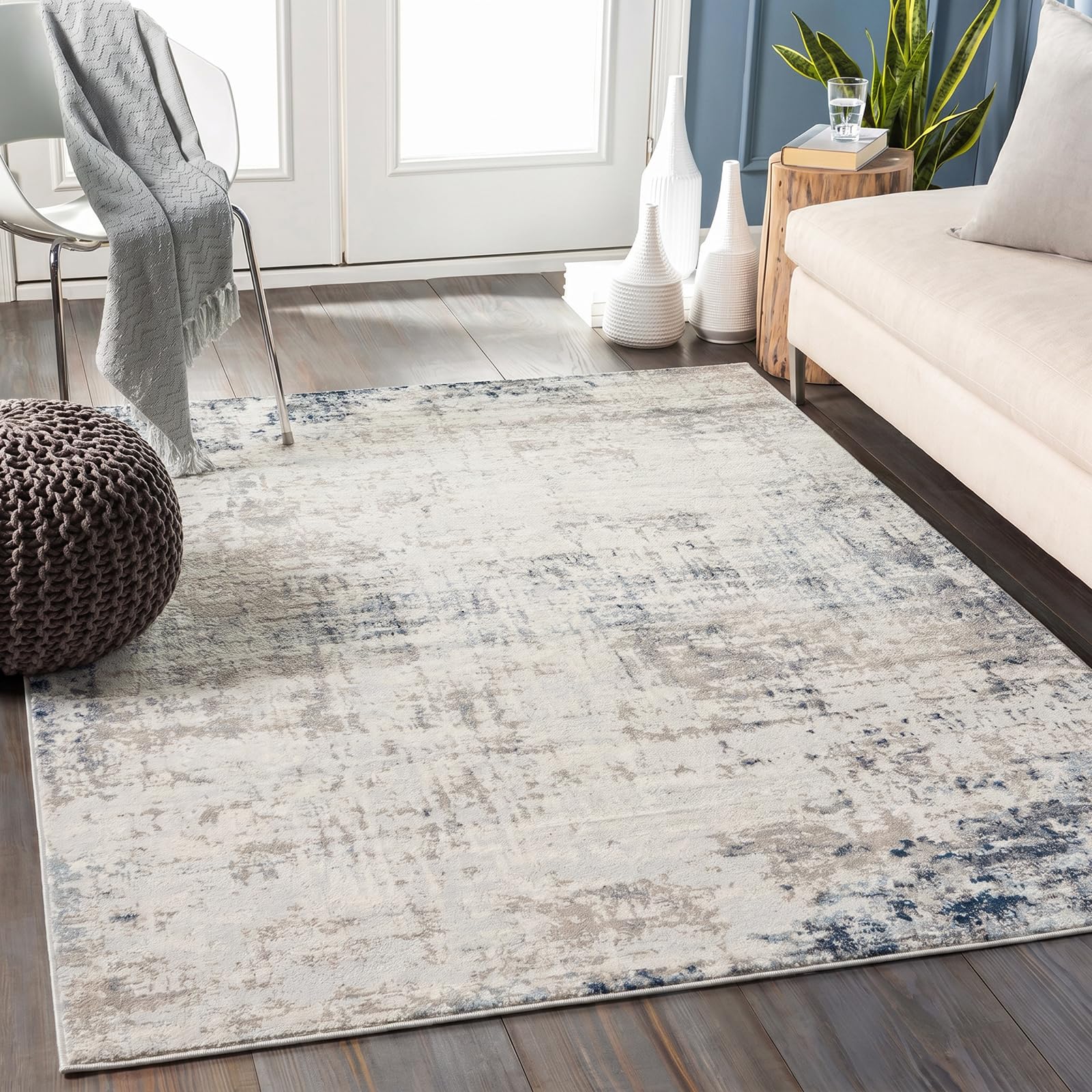 Livabliss Utrecht Abstract Rug - Area Rugs Living Room 120x170 cm, Dining Room, Lounge, Kitchen, Bedroom - Modern Marble Large Rug, Soft Luxurious Easy Care Medium Pile, Ivory, Grey and Blue โ image 1