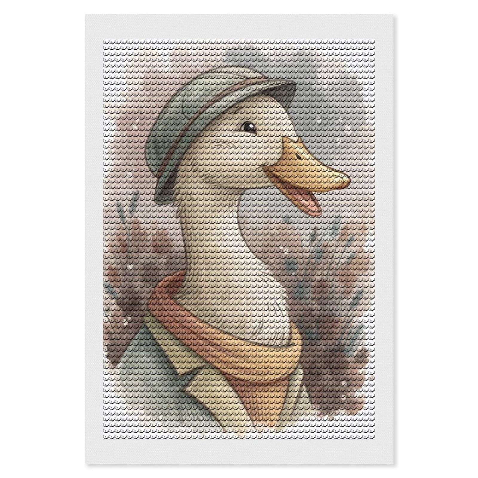 Junmoney Anthropomorphic Duck in Autumn Attire 5D Diamond Painting Kit 8"x12", Relaxing DIY, Mindful Craft Project, Full Kit Included, Thoughtful Present
