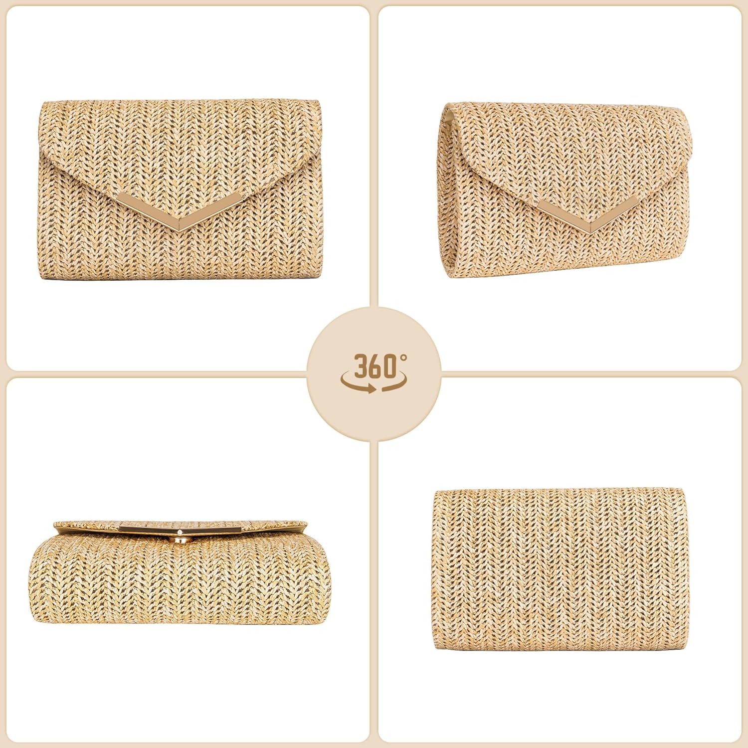 Larcenciel Clutch Purse for Women, Trendy Envelope Evening Handbag Party Bag & Chain for Wedding Prom Cocktail Night Vacation