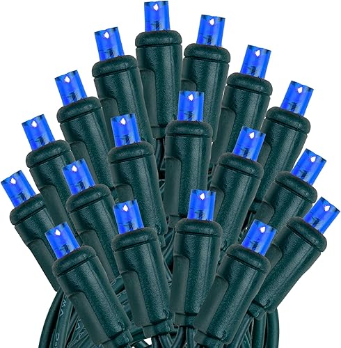Miniatura 4 de Novelty Lights Cadena de Navidad para exteriores, 50 luces LED True Twinkle Blue de 25 pies, 100% parpadeantes de 0.197 in en cable verde,