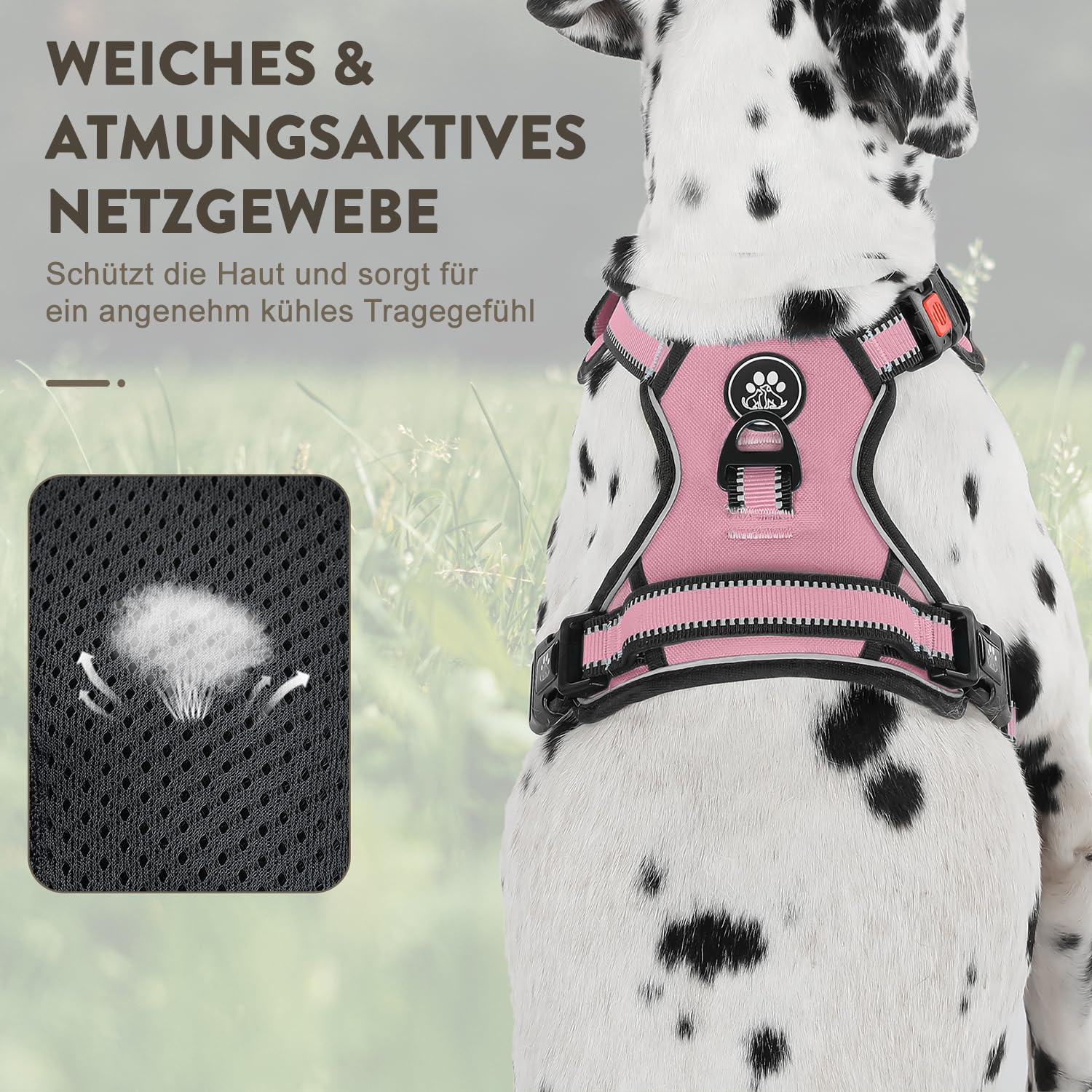 FURRYFECTION No-Pull Dog Harness Medium Dogs, Pink - Image 4