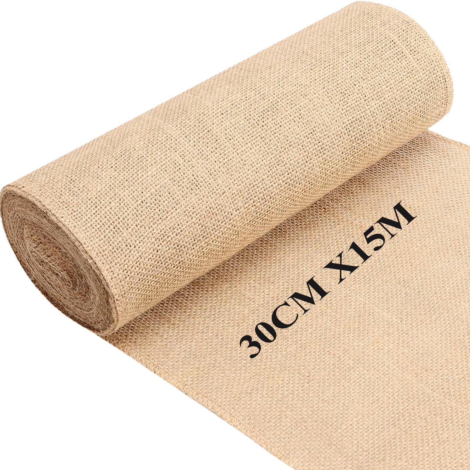 ZOENHOU 30CM x 15M Hessian Fabric, Burlap Jute Sack, Table Runners for Table Decoration Party, Craft, Brown