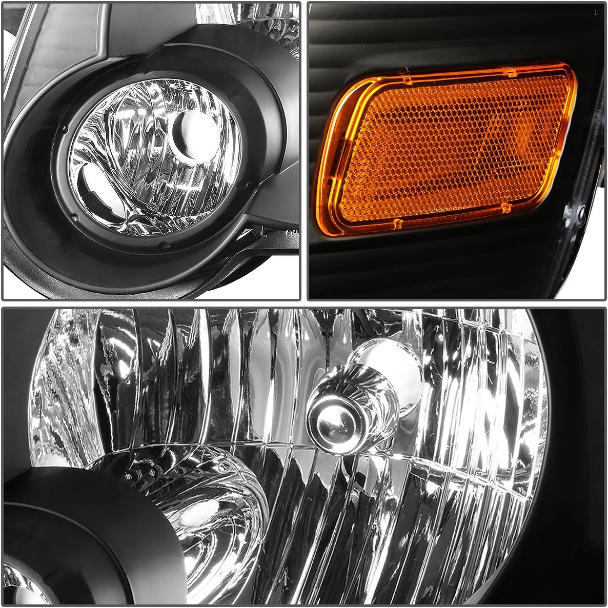Auto Dynasty Compatible with Ford Explorer/Sport Trac U251 Pair of Black Housing Amber Corner Headlights+Smoked Fog Lights