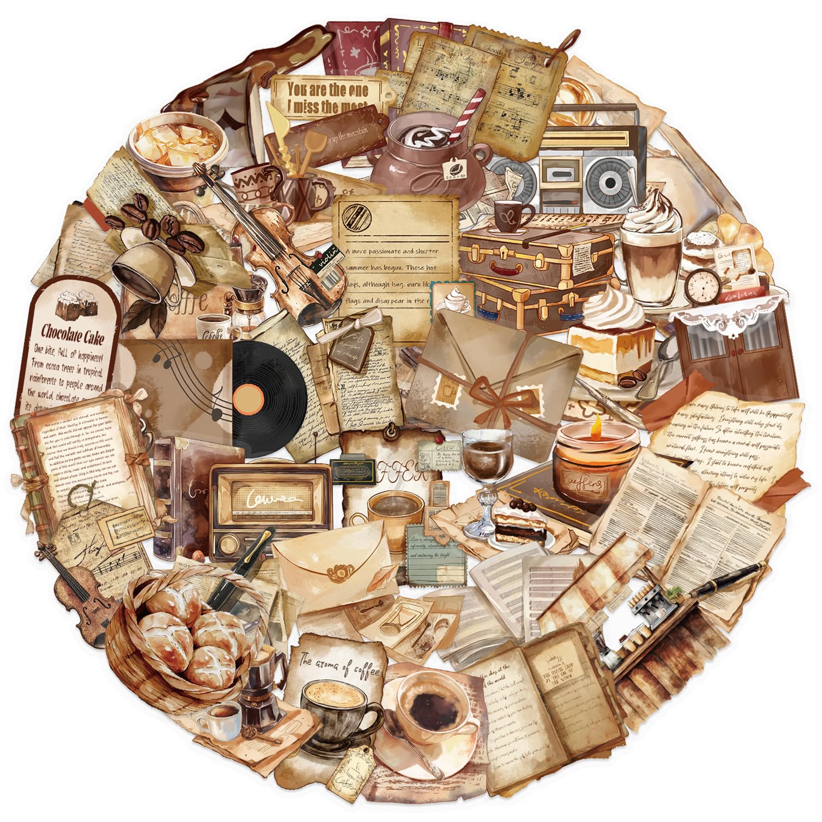Zestaw naklejek w stylu vintage, graffiti, retro, kawiarnia, kalkomanie do dziennika, scrapbookingu, Kindle, laptopa, albumu, DIY, rękodzieła, planer dzienny, wodoodporne, PET, przezroczysta naklejka