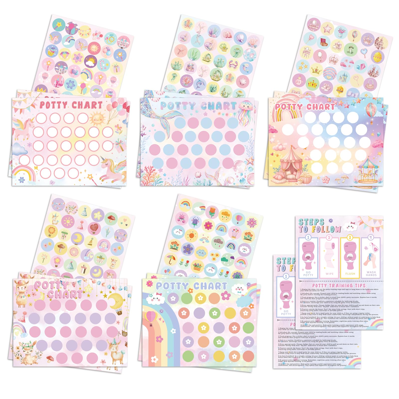Potty Training Chart for Girls 17 PCS Potty Training Sticker Chart Set 5 Fantasy Themes Potty Chart Including