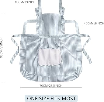 Cute Cotton Apron for Women, Adjustable Bib Cooking Kitchen Aprons with Pockets for BBQ Drawing Baking