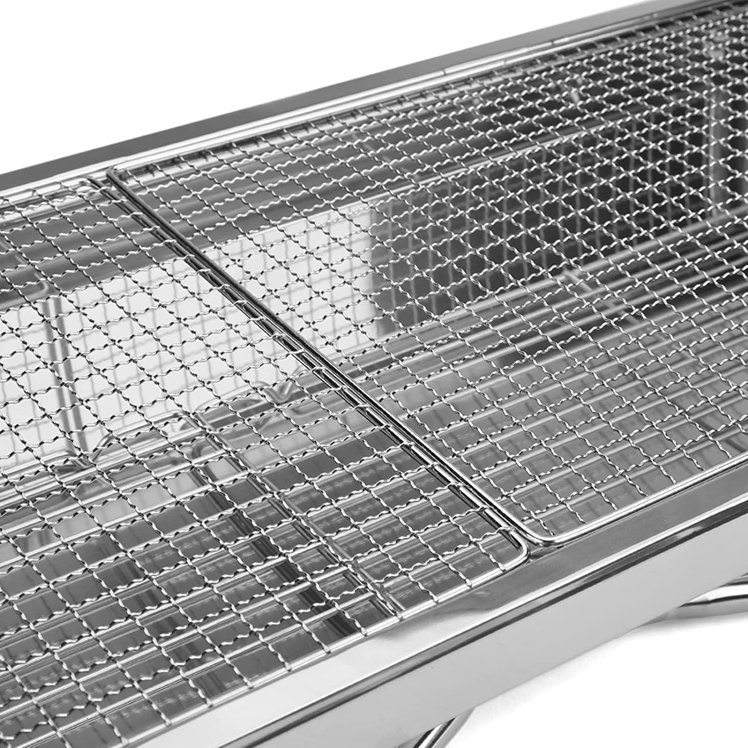 Oceano Barbecue a carbone in acciaio inox bracere richiudibile in metallo portatile bbq da esterno griglia per giardino pic-nic campeggio escursione gita (33x73x71cm + soffiatore + utensili)