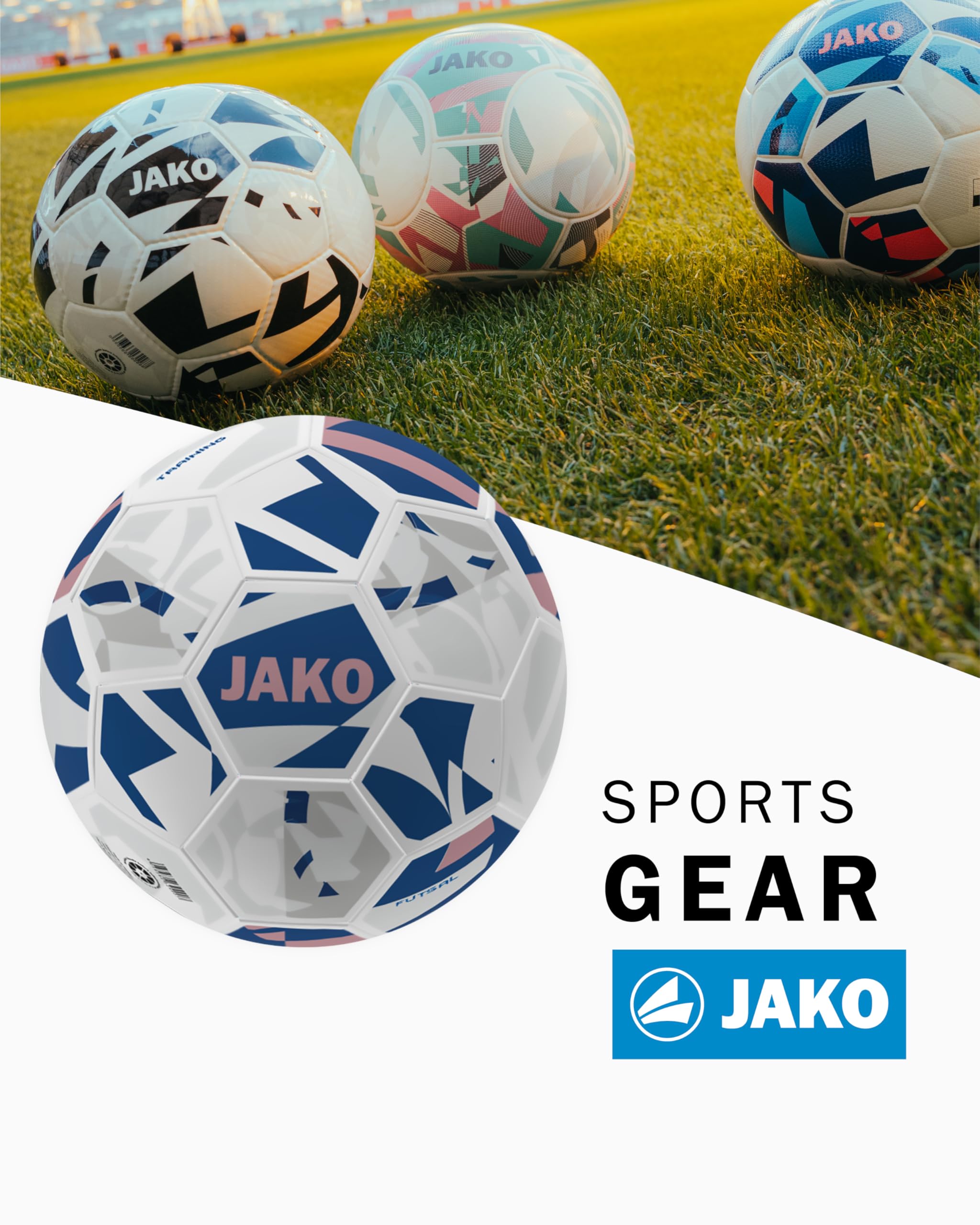 JAKO Trainingsball Futsal, weiß/Navy/Dusky pink, 4