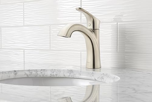 Miniatura 4 de Pfister Weller LG42WR0K - Grifo para lavabo de baño, mango único, agujero único o 3 agujeros, acabado de níquel cepillado, LG42WR0K