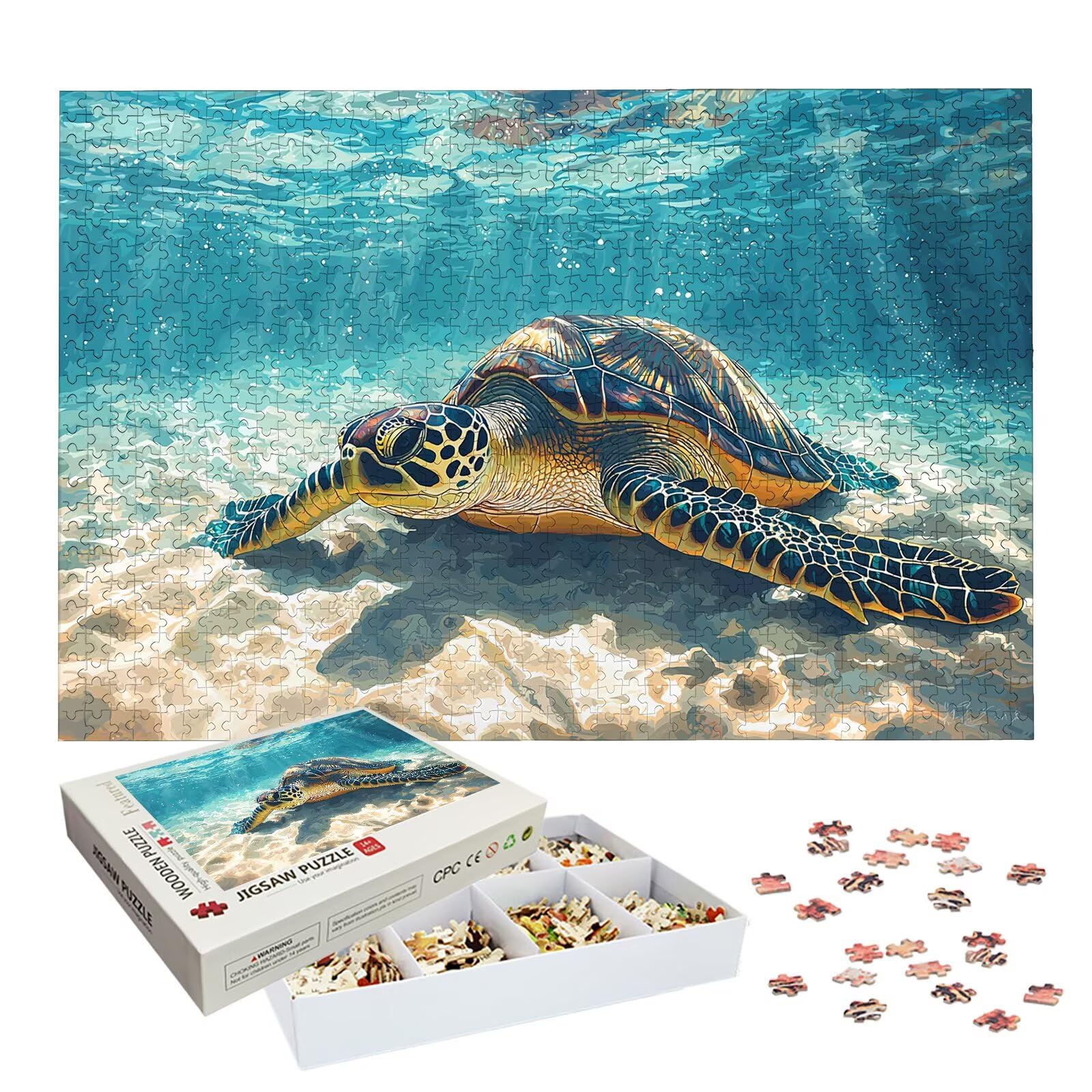 Puzzle 2000 Teile, Schildkröte Puzzle 2000 Teile Erwachsene, Klassische Puzzles Meer, Holzpuzzle Erwachsene, Puzzlespiele für Die Ganze Familie, Geschenke für Frauen, Geschenke für Männer, -8437