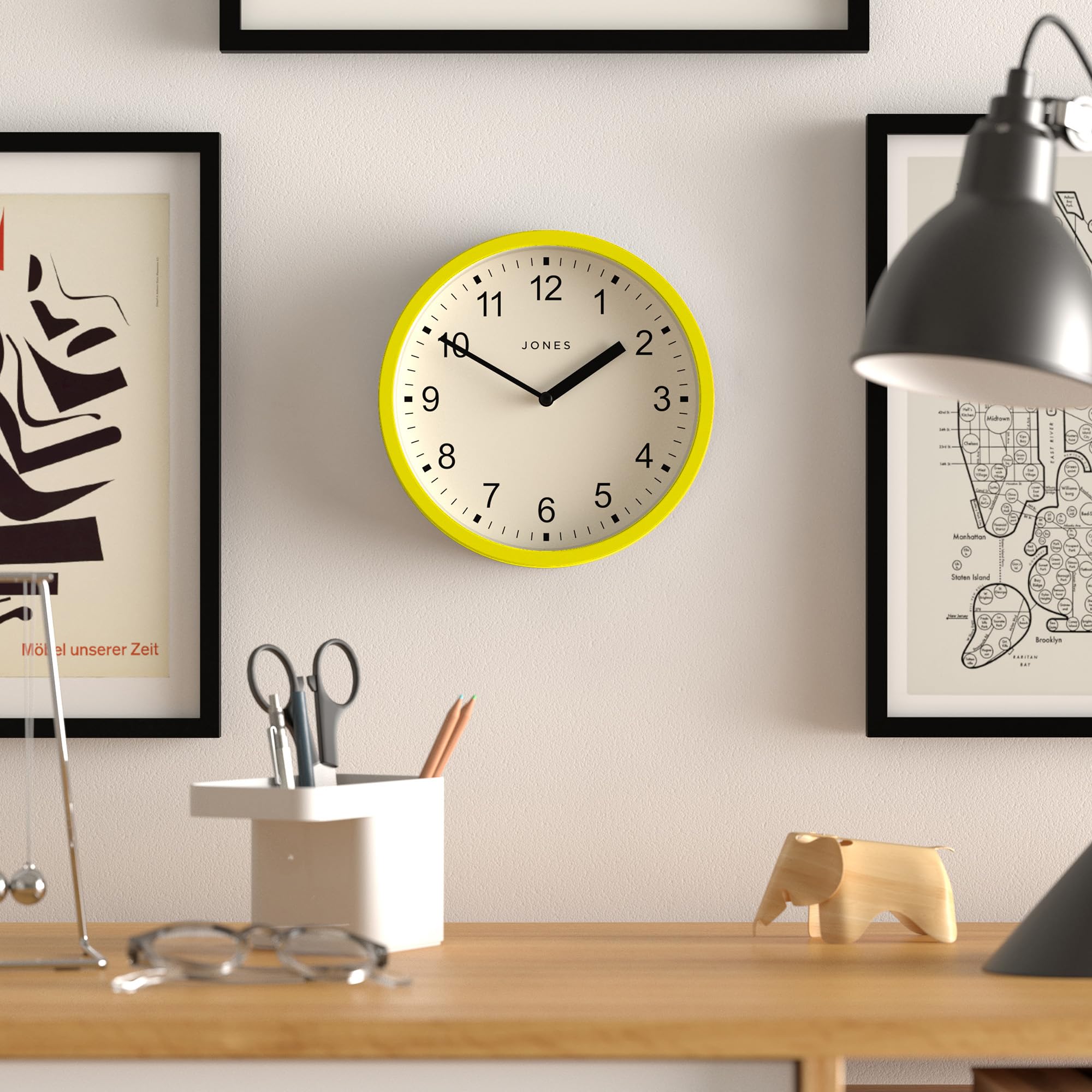 Jones Clocks® Spin wall clock, Yellow, 20 x 20 x 3.5 cm - Image 3
