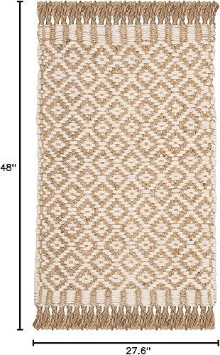 Miniatura 2 de SAFAVIEH Natural Fiber Collection NF182A - Alfombra decorativa, 2 pies 3 pulgadas x 4 pies, natural y marfil, hecho a mano, estilo bohemio, con