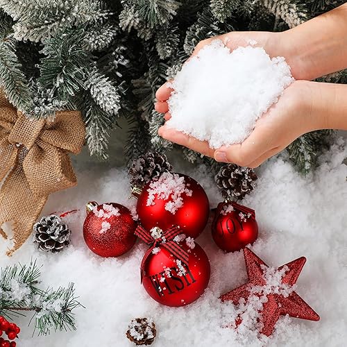 Deekin 8 paquetes de decoración de nieve artificial falsa de 11.3 onzas, polvo de nieve falso con purpurina para nieve, copos de nieve falsos para