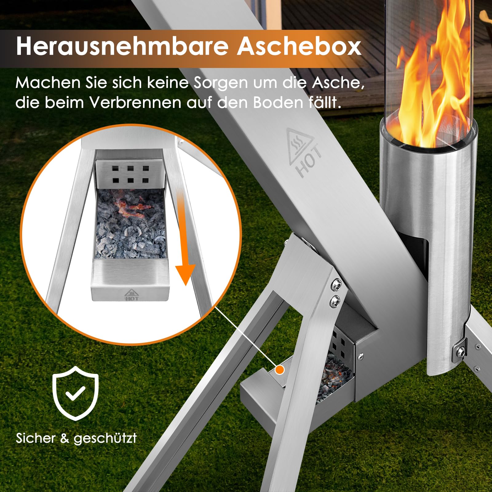 CTSC Feuersäule Outdoor Pellet Feuersäule Pellets Feuerrohr für Veranda, Deck, Garten