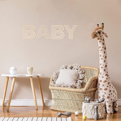 Miniatura 5 de Letras de madera de ratán de 8 pulgadas, letras A de madera para decoración de pared, manualidades, decoración bohemia para baby shower, boda,