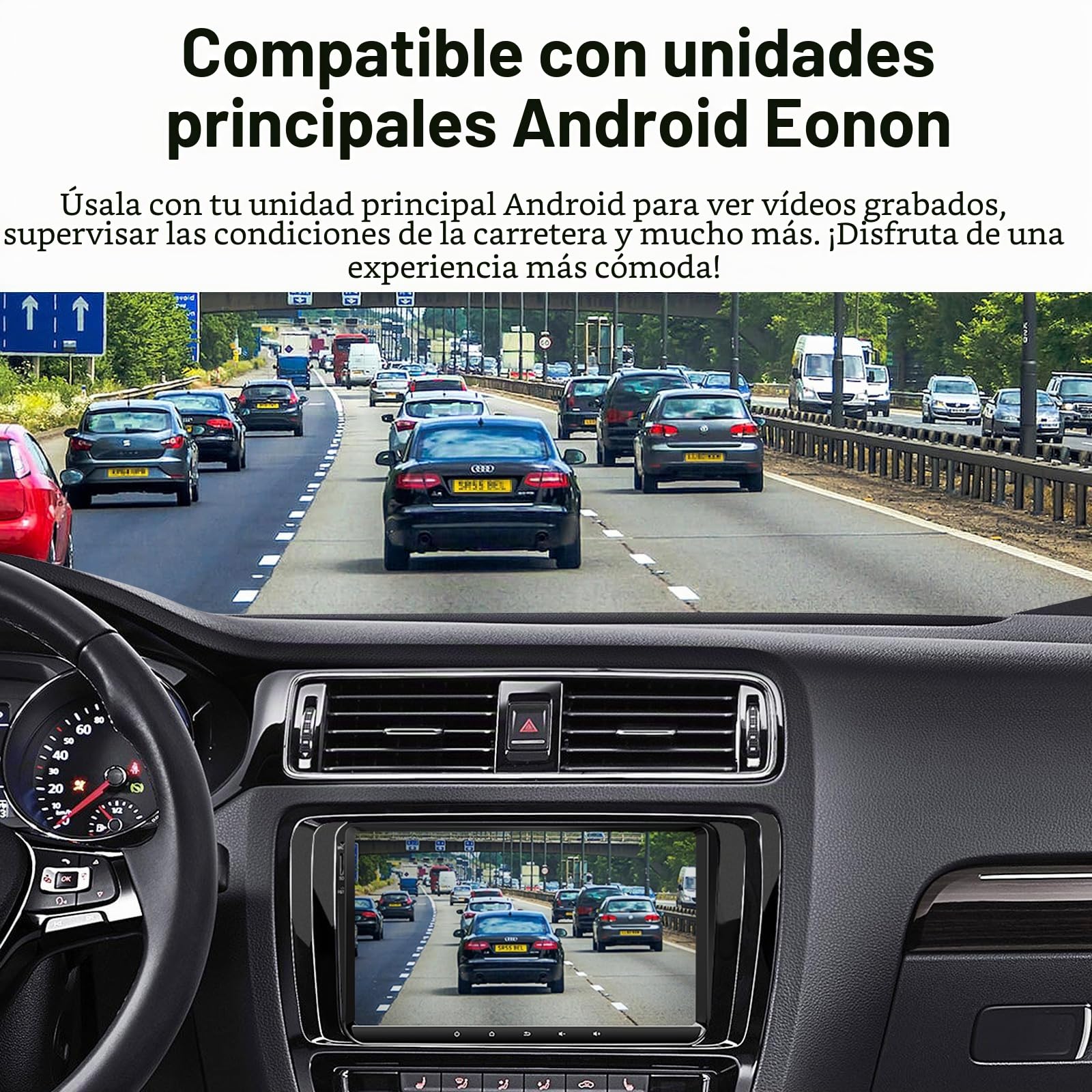 Eonon Cámara Frontal para radios Eonon Android Autoradios, Mini dashcam para Coche, 120° Gran Angular, 1280 × 720p A100