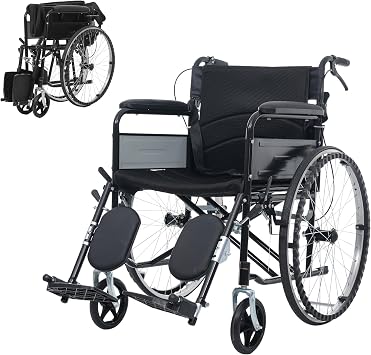 OSJ Wheelchair, Self-Helping Wheelchair, Lightweight, 4 Wheels, Freestanding, Washable, Assistance Brake, Compact, Foldable, With Casters On Seat, Nursing Supplies, Freestanding, Stylish, Welfare