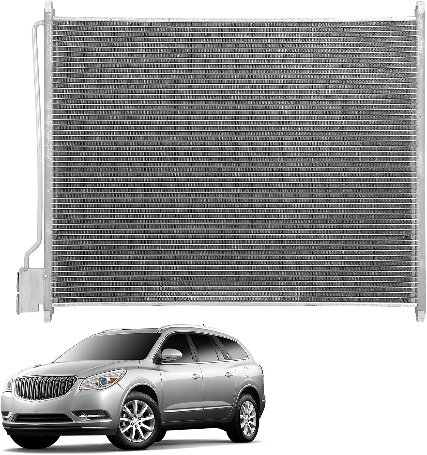 OCPTY Aluminum A/C Condenser Replacement Fit for 2000-2005 for Ford Excursion 5.4L 2003-2005 for Ford Excursion 6.0L 2000-2005 for Ford Excursion 6.8L 2000-2003 for Excursion 7.3L