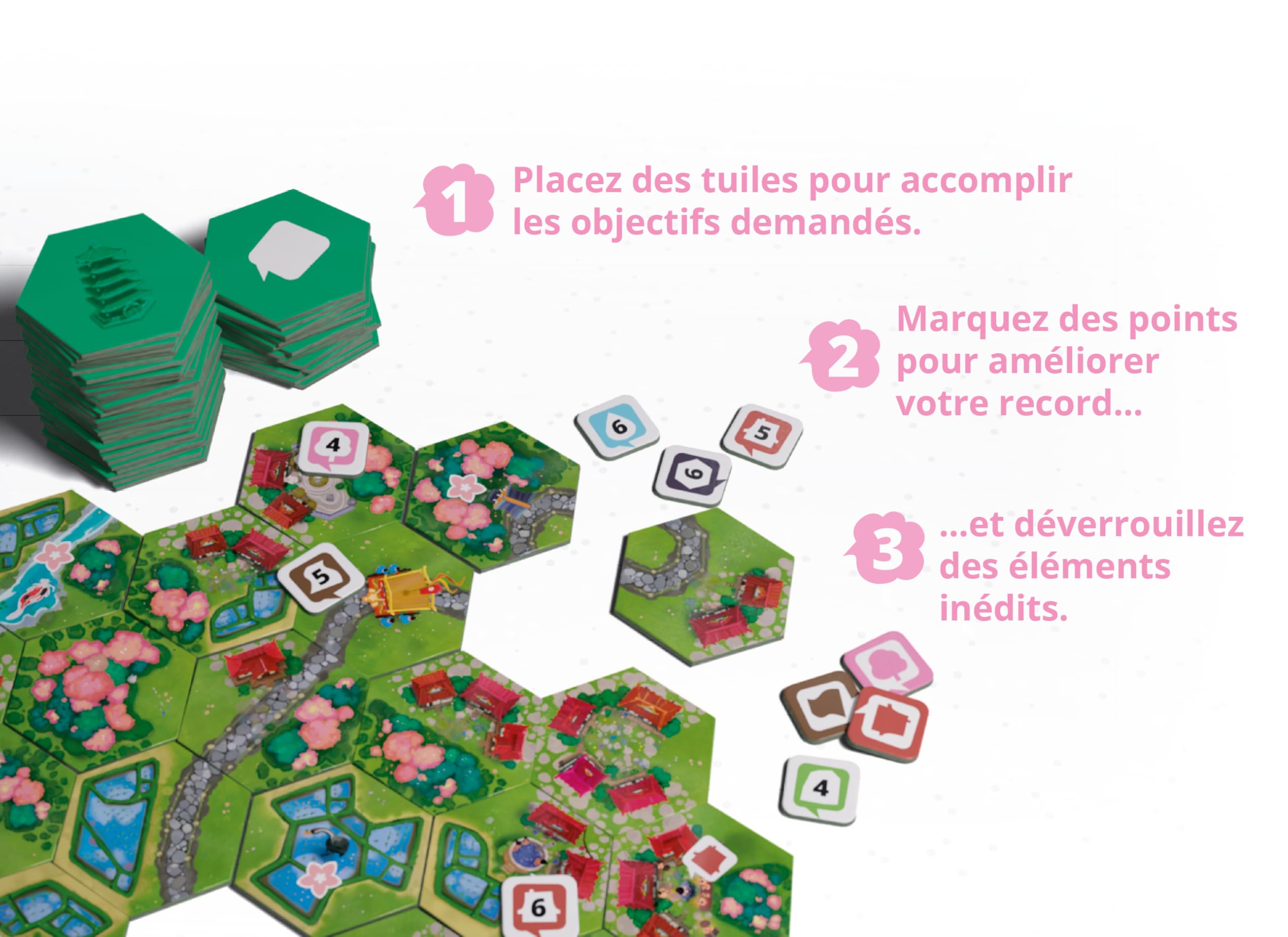 Dorfromantik – Sakura (Version Française) | Jeu de Société Standalone 1-6 Joueurs | Ambiance Japon Traditionnel & Cerisiers en Fleur | Dès 8 Ans