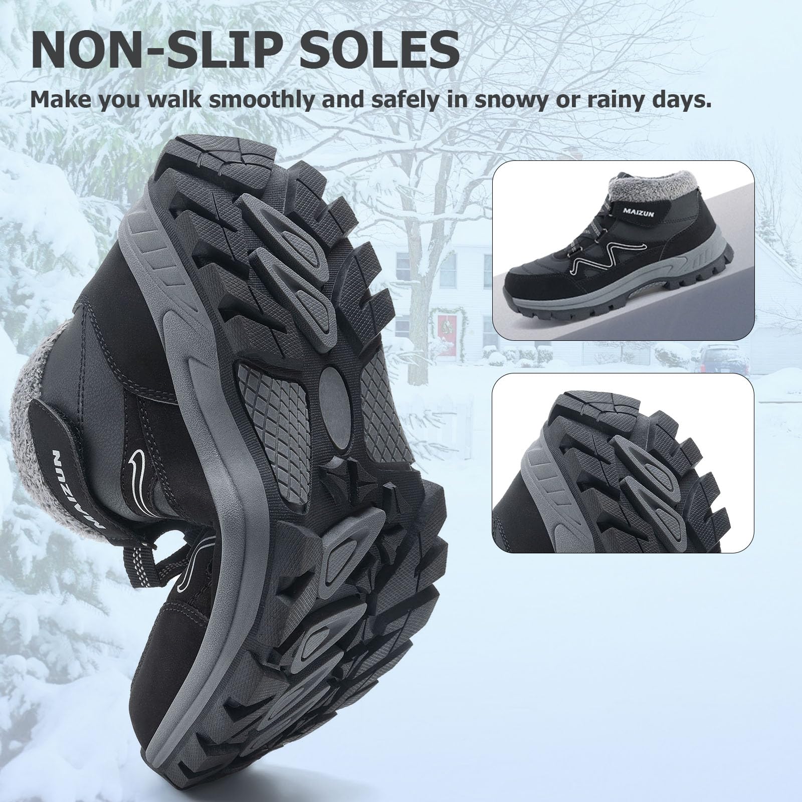 Botas de Nieve hombre Invierno Trekking Senderismo Botines hombre Cálidas Piel Forro Zapatos de Senderismo Antideslizantes Zapatos