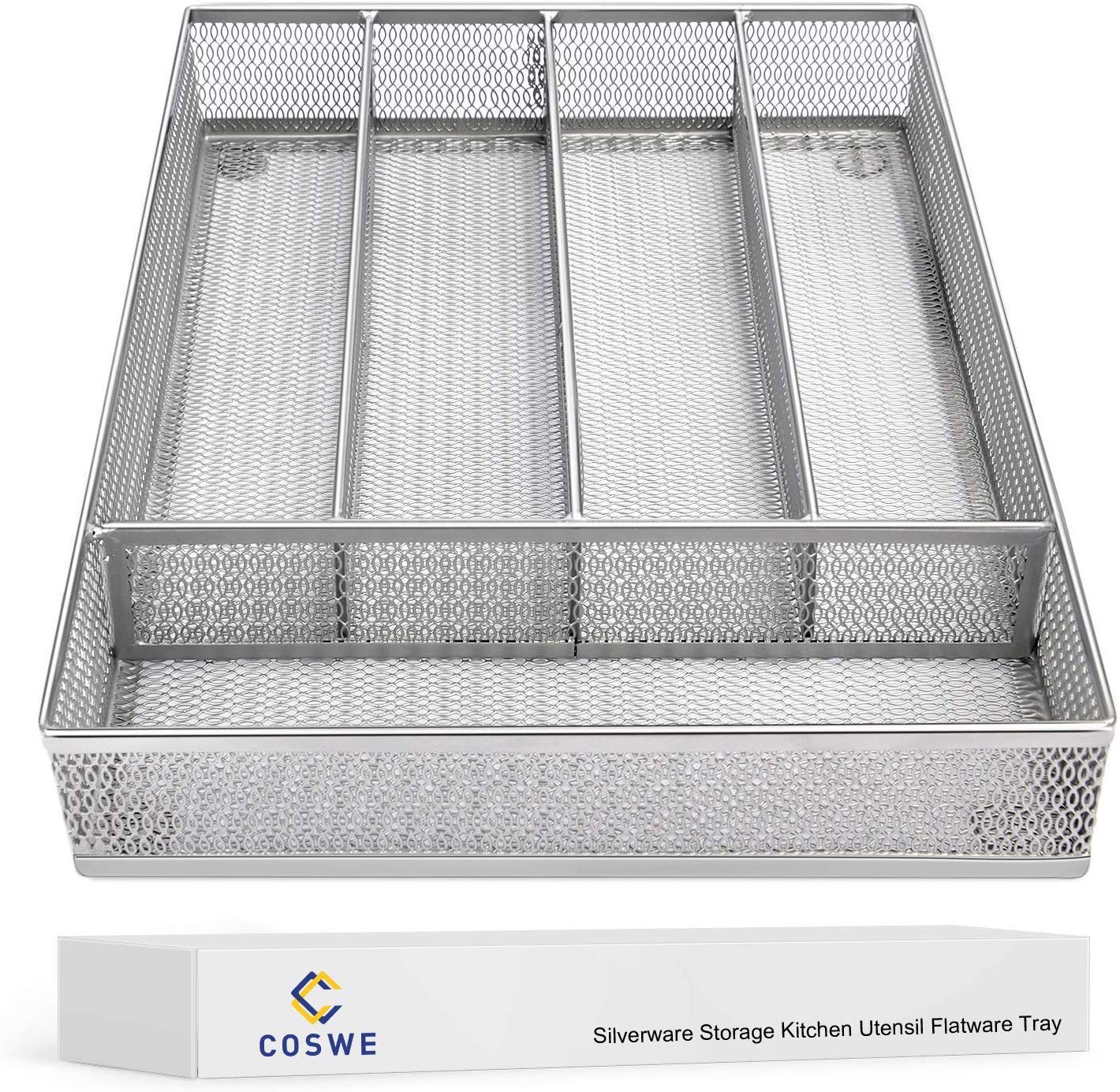Buy COSWE Cutlery Tray, Cutlery Drawer Organiser, Kitchen Utensils Trays with Foam Feet, Kitchen