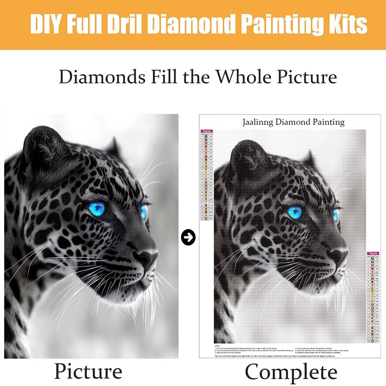 Diamond Painting Kit Completo, Diamond Painting Leopardo, 5D Quadrato Pittura Diamante Kit Manualidades Adultos DIY Diamantini Crystal Art Disegni Ricamo Punto Croce Artigianale, 60x90cm Africa j0-852