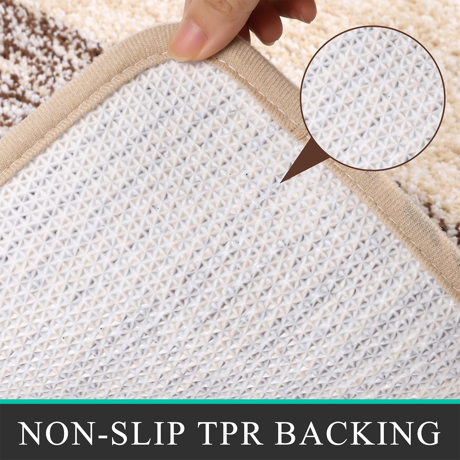 Enyhom Bath Mat Sets 3 Piece Non Slip Washable Bathroom Mat and Pedestal Mat for Toilet Soft Water Absorbent Bath Toilet Rug Floor Shower Rug - Image 4