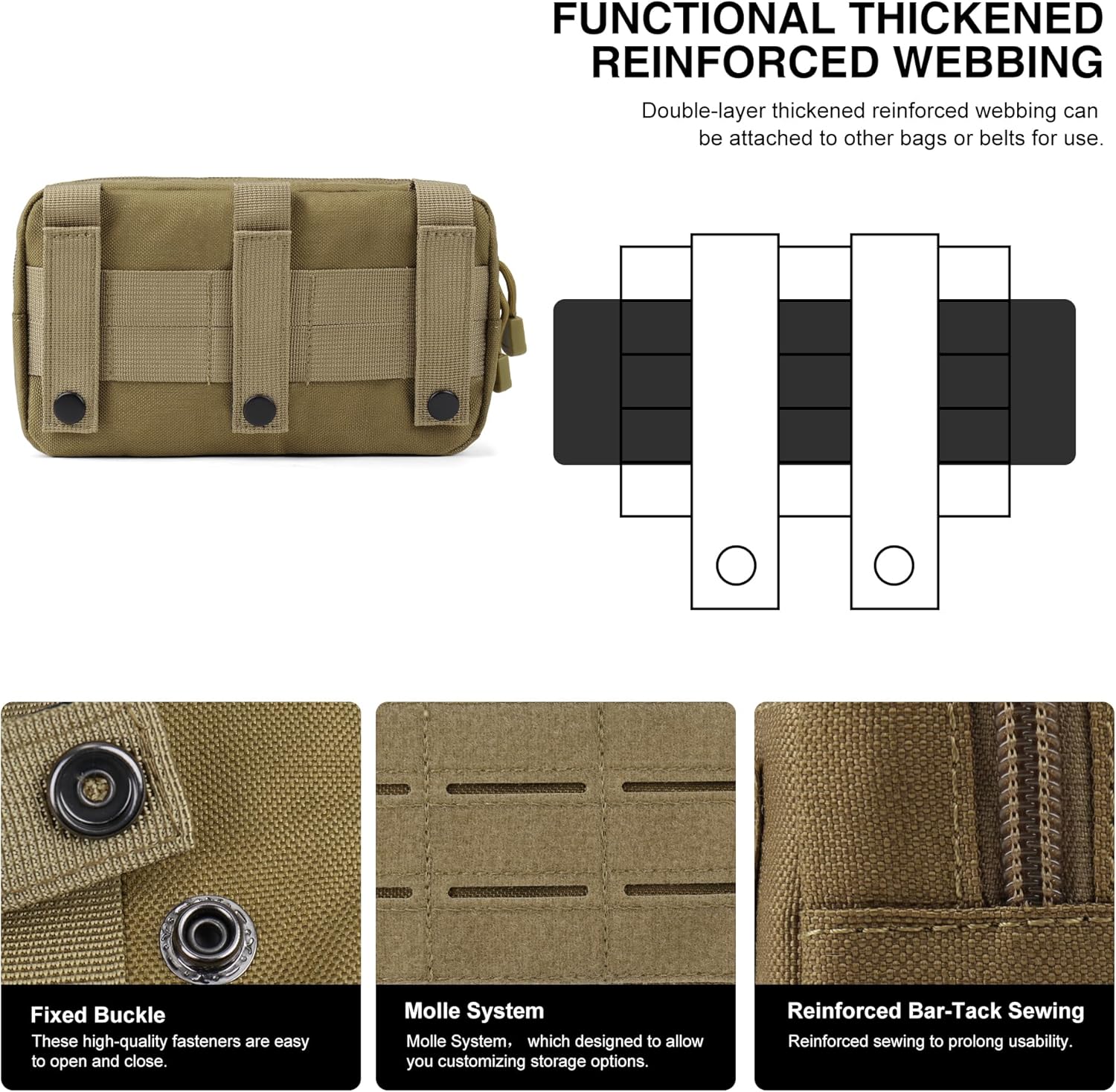 Mardingtop Molle Tactical Admin Pouch Utility EDC Tool Pouch Bag,Zippered Utility Waist Pack - Image 6