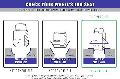 Miniatura 7 de Wheel Accessories Parts Juego de 24 tuercas cromadas de 12 x 1.5 pulgadas estilo asiento mag, con arandela compatible con Toyota, Lexus 90942-01058