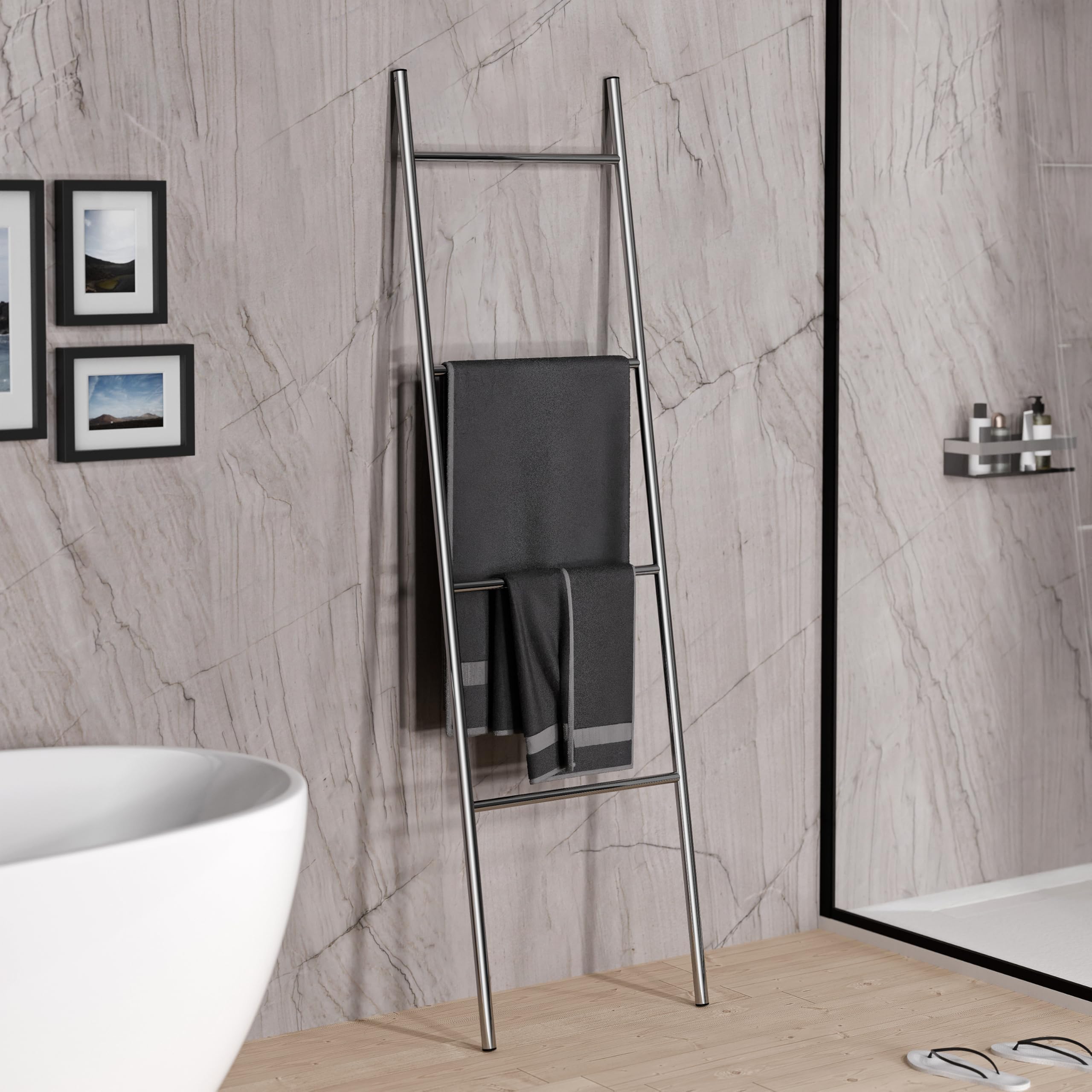 BERNSTEIN Echelle porte-serviettes chrome 170x49cm OLA à poser ou fixer en acier inox