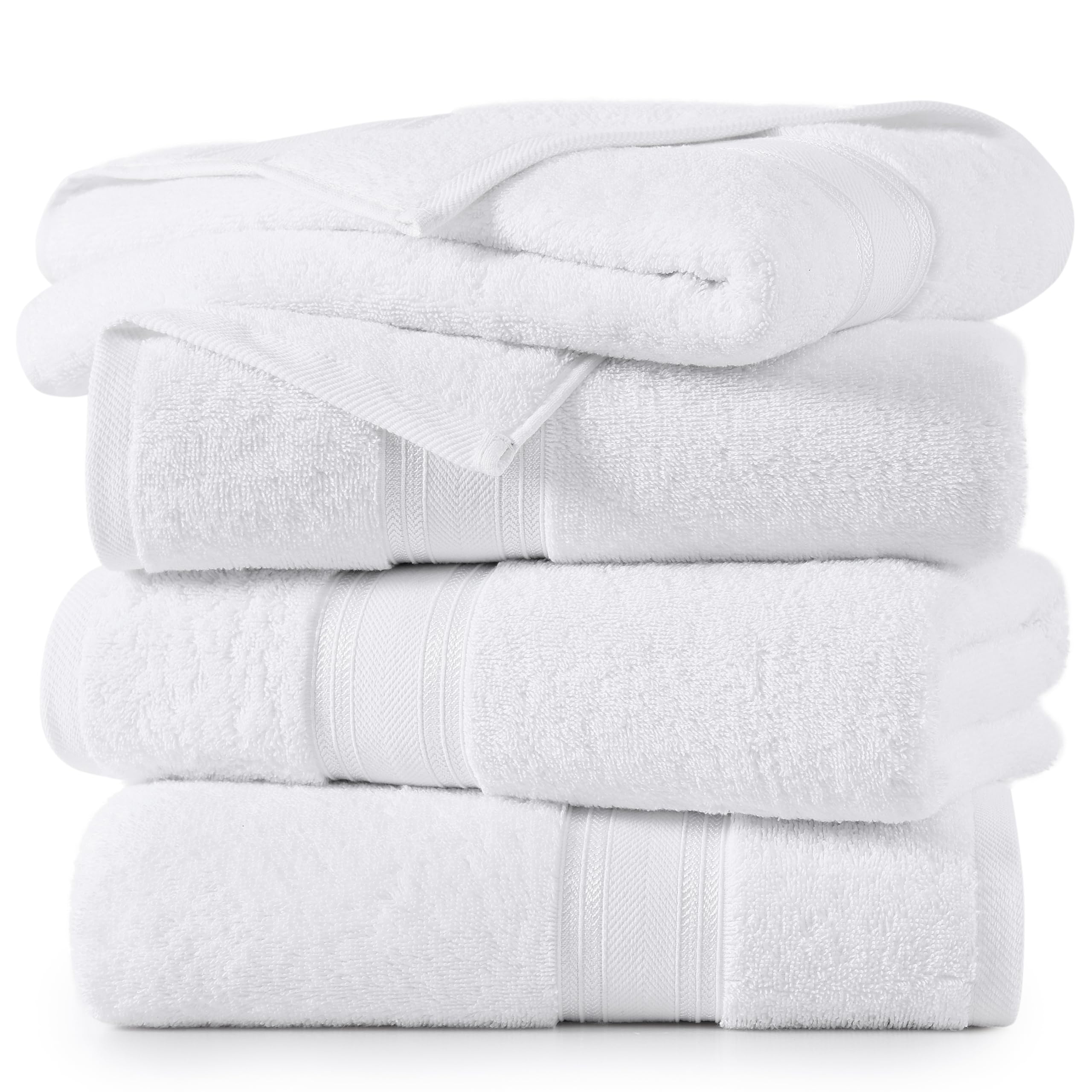 LANE LINEN 100% Cotton 4 Pack Bath Towels (28