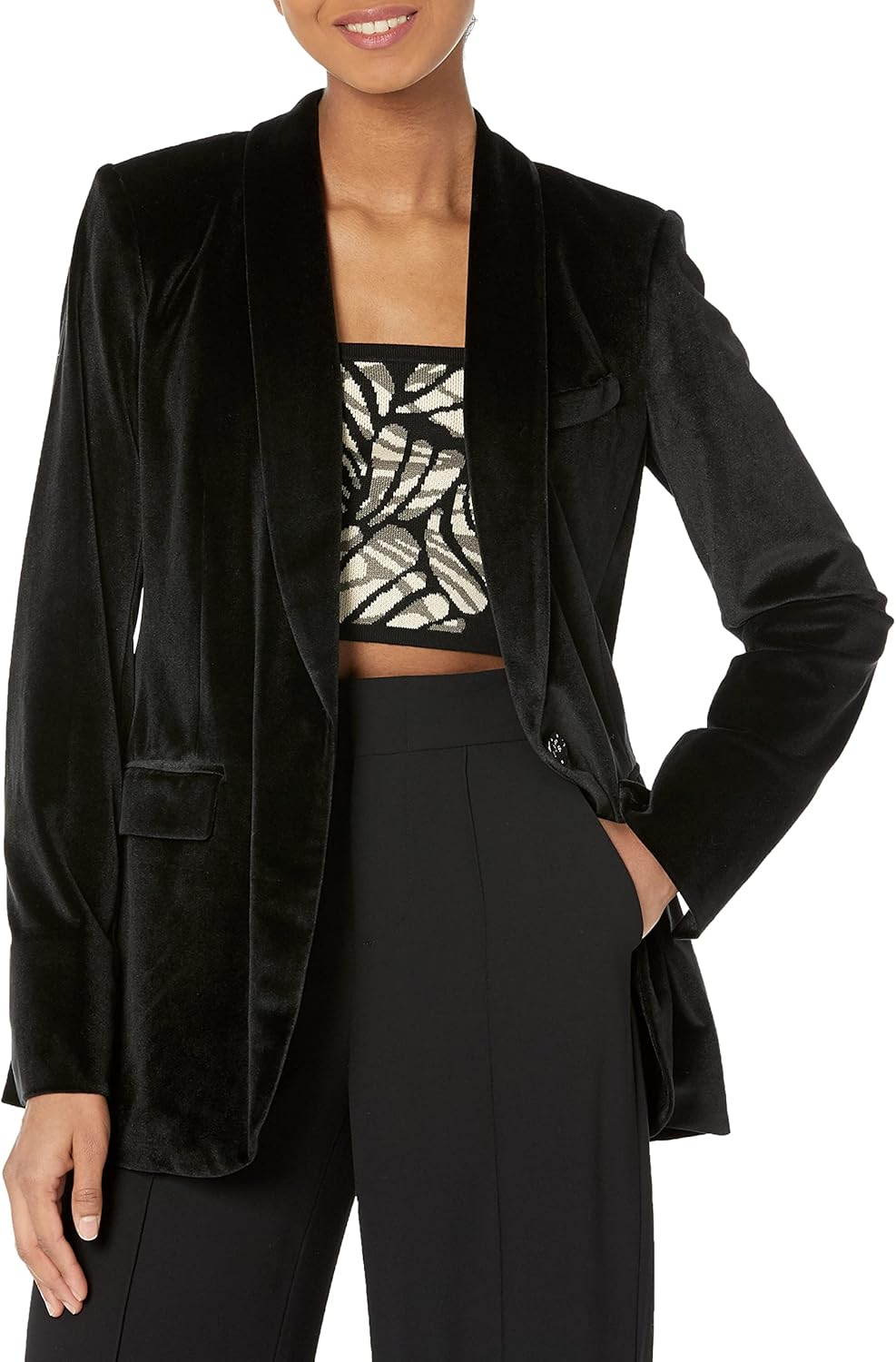 DKNY Womens Elevated Everyday Velvet Sportswear Jacket - Image 5