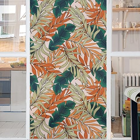 Amazon 窓用フィルム トロピカル植物柄 目隠しフィルム 断熱シート 窓用 外から見えない ガラスに貼れるシート 水で貼る 遮光 Uvカットフィルム ベッドルーム 浴室 お風呂場 ベランダ 喫茶店 おしゃれ 幅45 60 90cm 長さ0cm Ramemo 窓用フィルム 通販