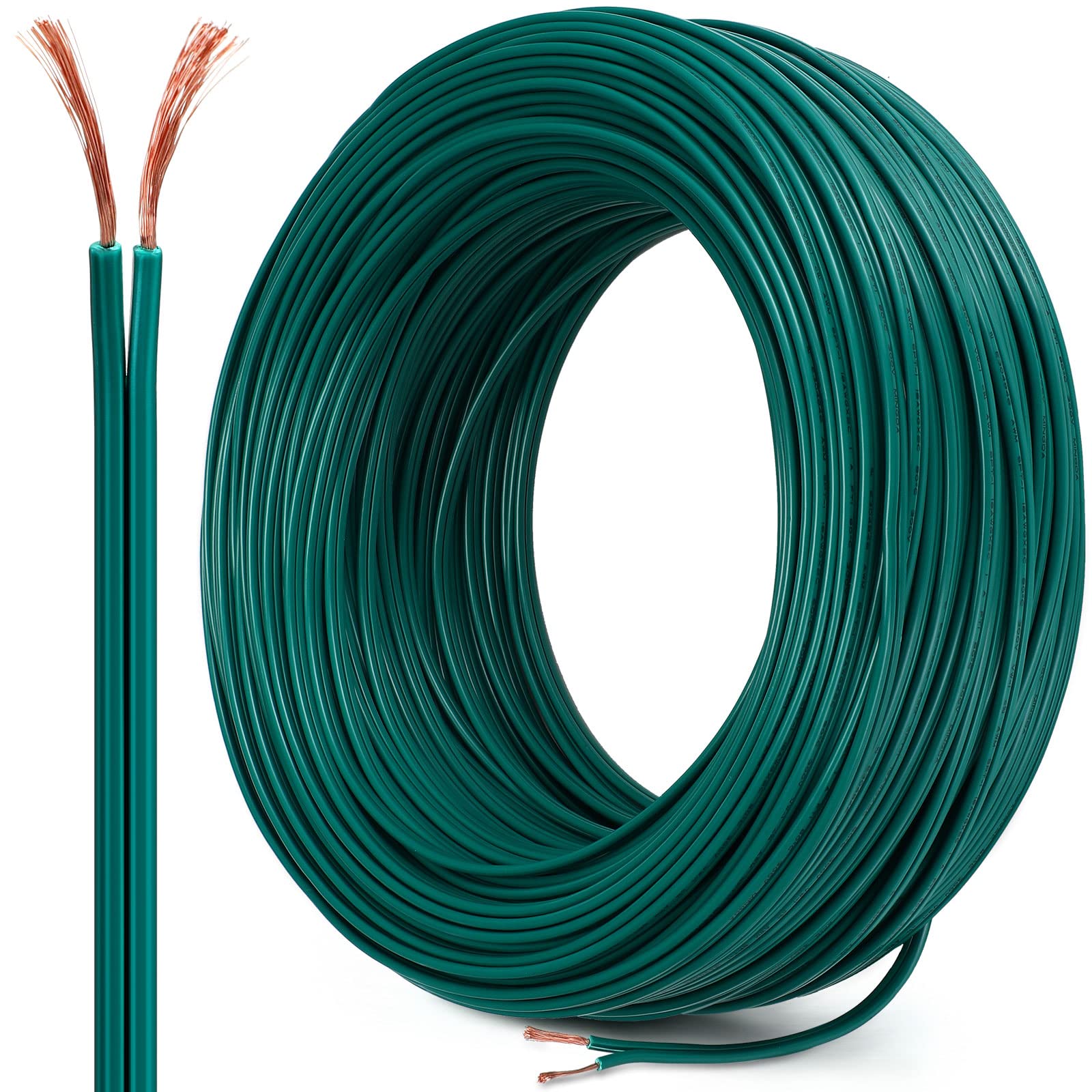 328 Feet Christmas SPT-1 Electric Wire Electrical Christmas SPT-1 Zip Blank Cord Wire Bulk Work with Vampire Plug 7 Amps(Green)